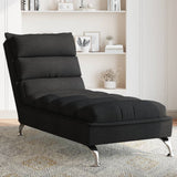 vidaXL Chaise longue met kussens stof lichtgrijs