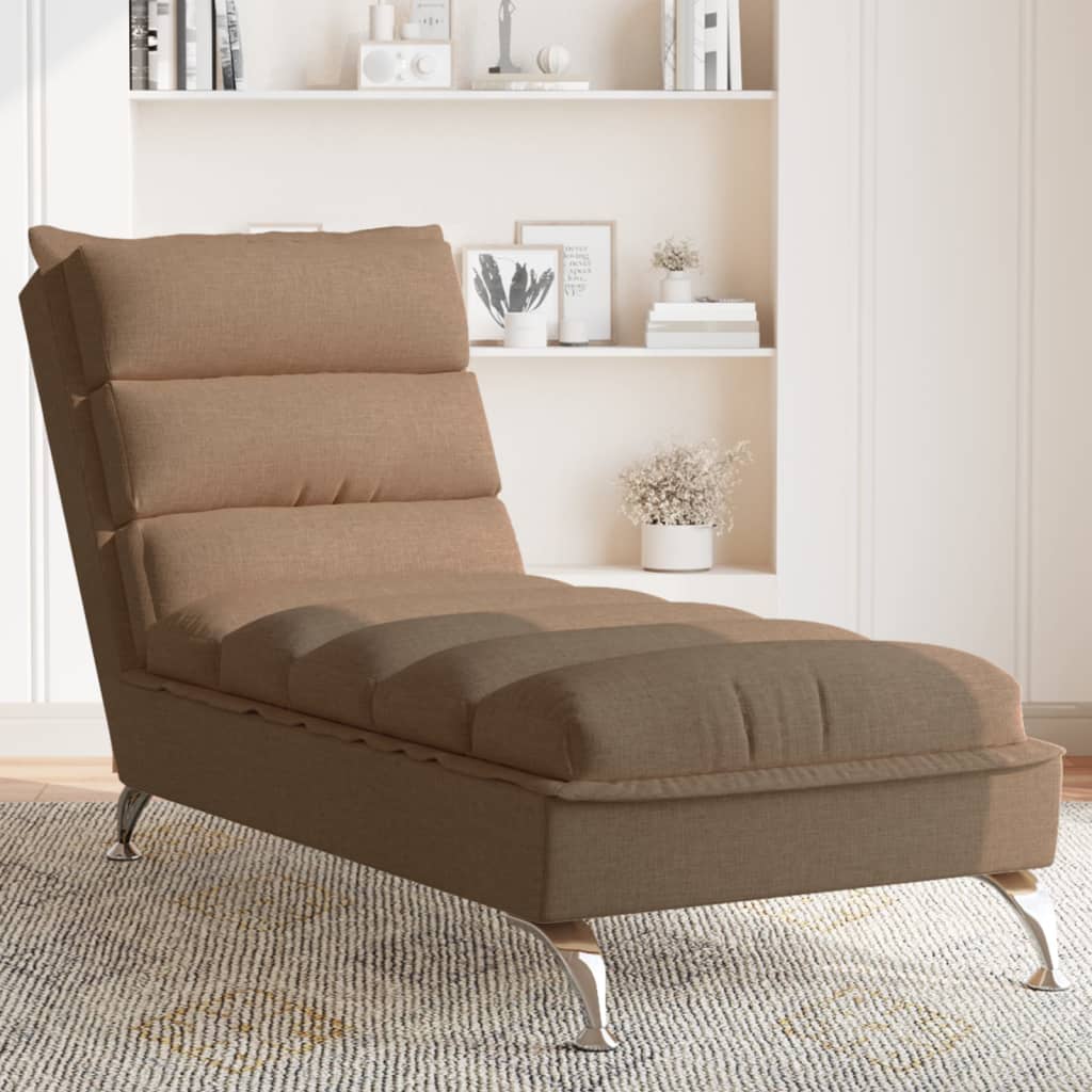 vidaXL Chaise longue met kussens stof lichtgrijs