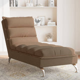 vidaXL Chaise longue met kussens stof lichtgrijs