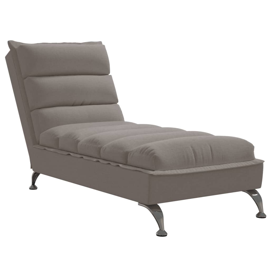 vidaXL Chaise longue met kussens stof lichtgrijs