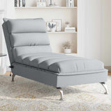 vidaXL Chaise longue met kussens stof lichtgrijs