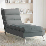 vidaXL Chaise longue met kussens stof lichtgrijs