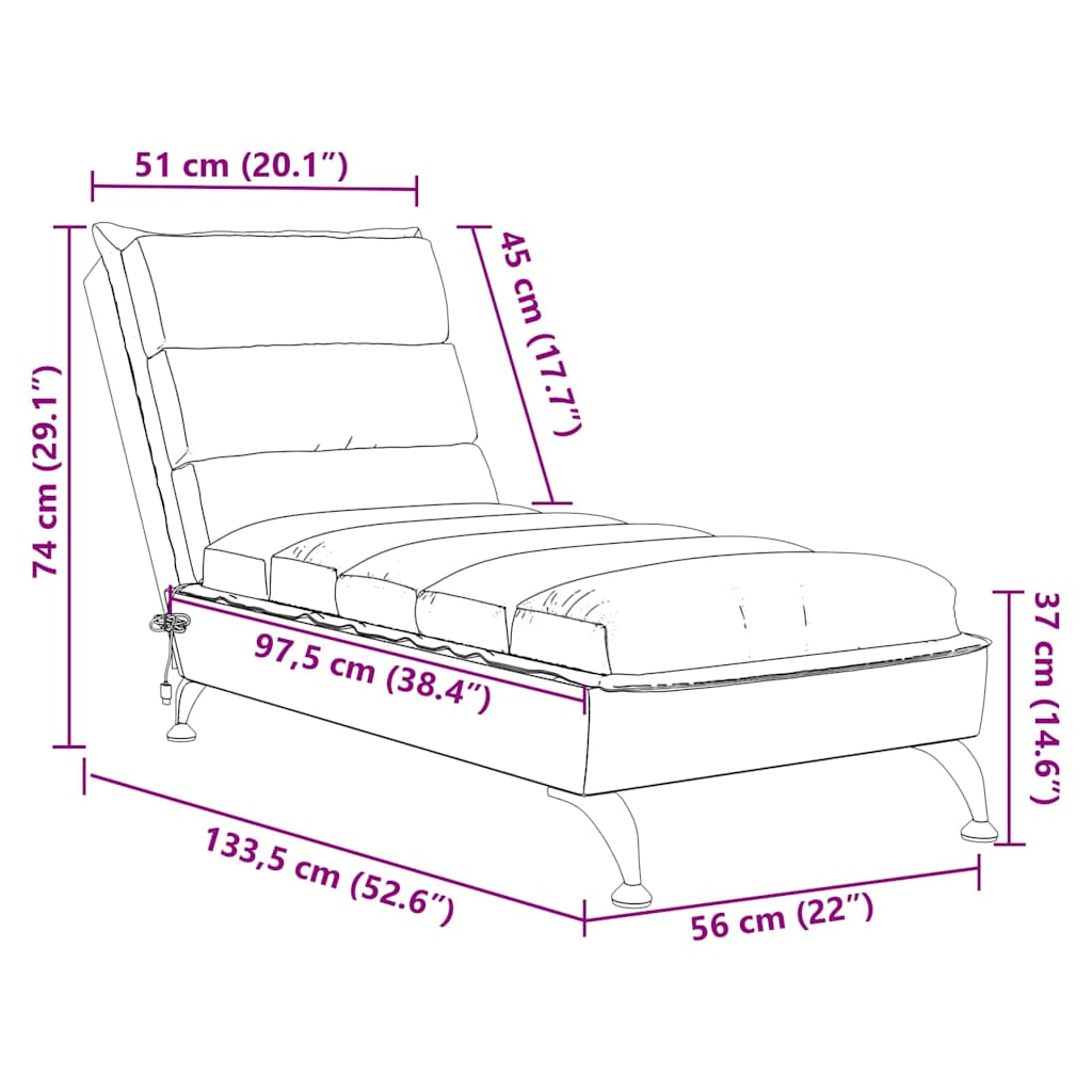 vidaXL Chaise longue met kussens stof lichtgrijs