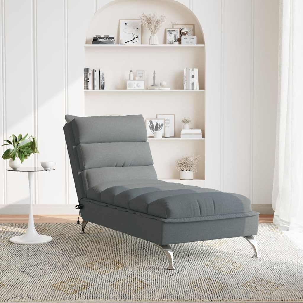 vidaXL Chaise longue met kussens stof lichtgrijs