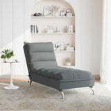 vidaXL Chaise longue met kussens stof lichtgrijs