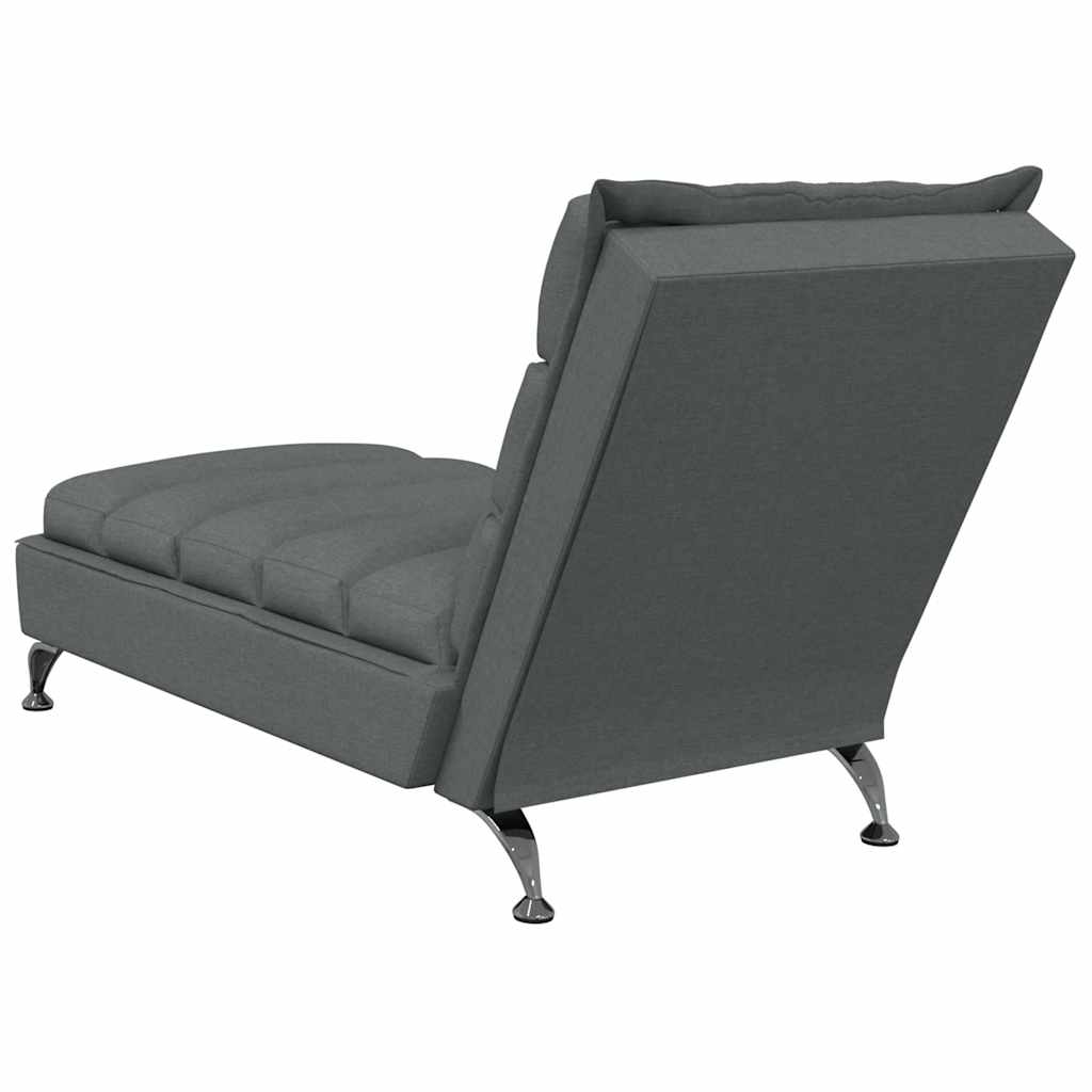 vidaXL Chaise longue met kussens stof lichtgrijs