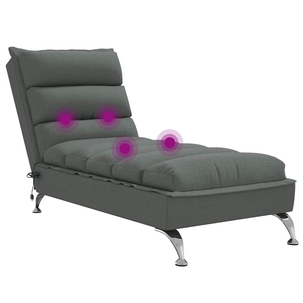 vidaXL Chaise longue met kussens stof lichtgrijs
