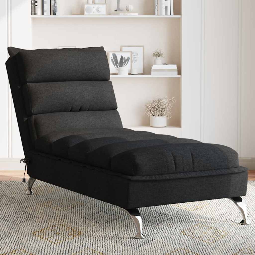 vidaXL Chaise longue met kussens stof lichtgrijs