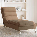 vidaXL Chaise longue met kussens stof lichtgrijs