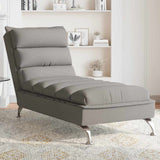 vidaXL Chaise longue met kussens stof lichtgrijs