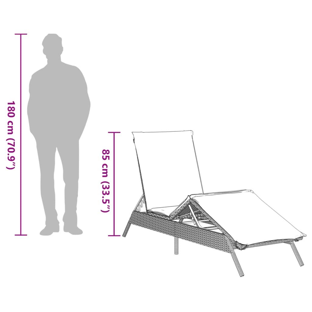 vidaXL Ligbed met kussen poly rattan zwart