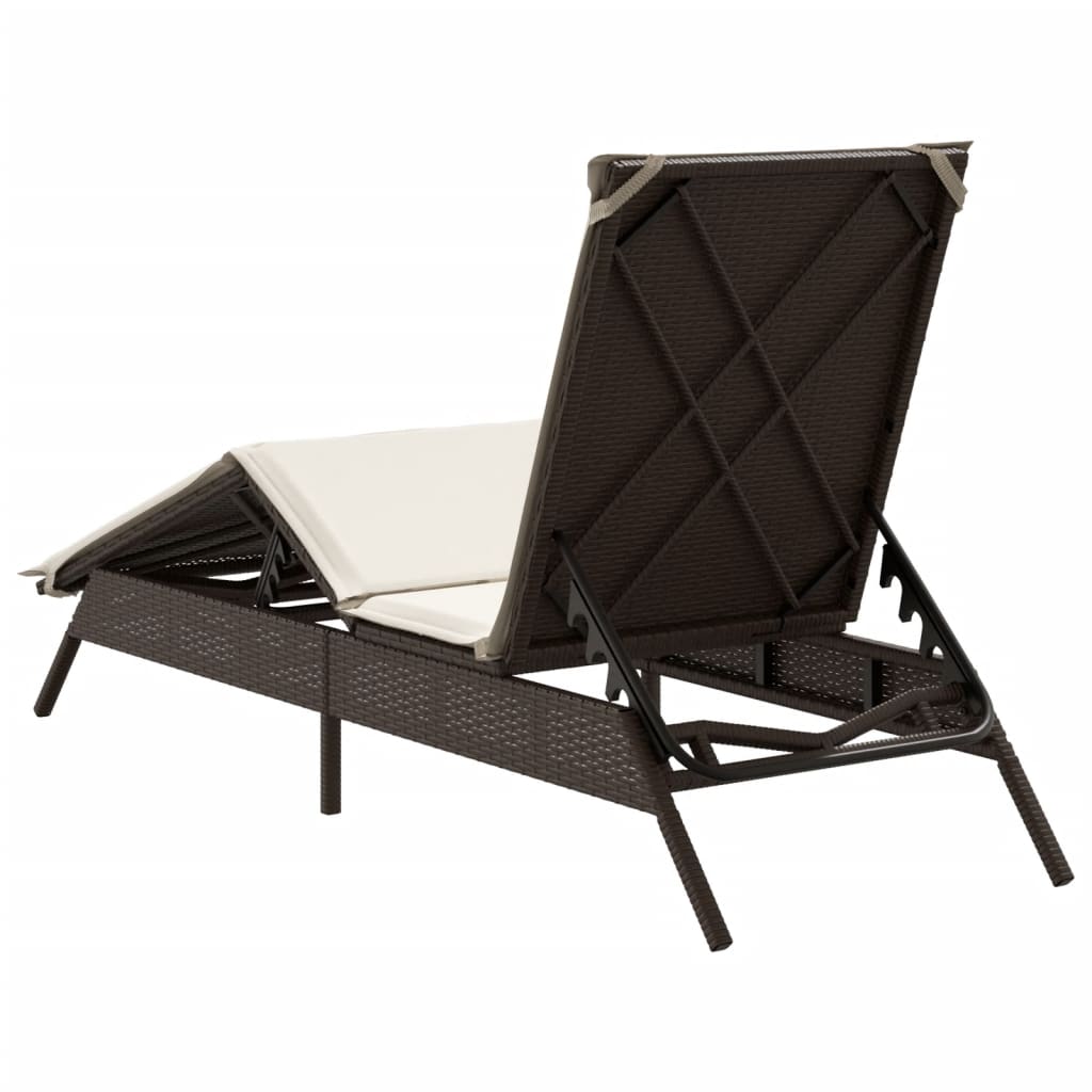 vidaXL Ligbed met kussen poly rattan zwart