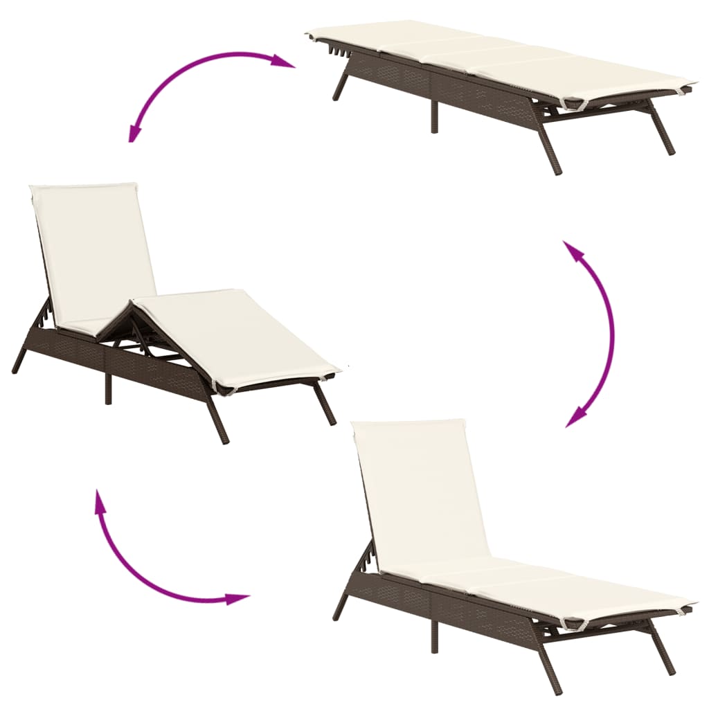 vidaXL Ligbed met kussen poly rattan zwart