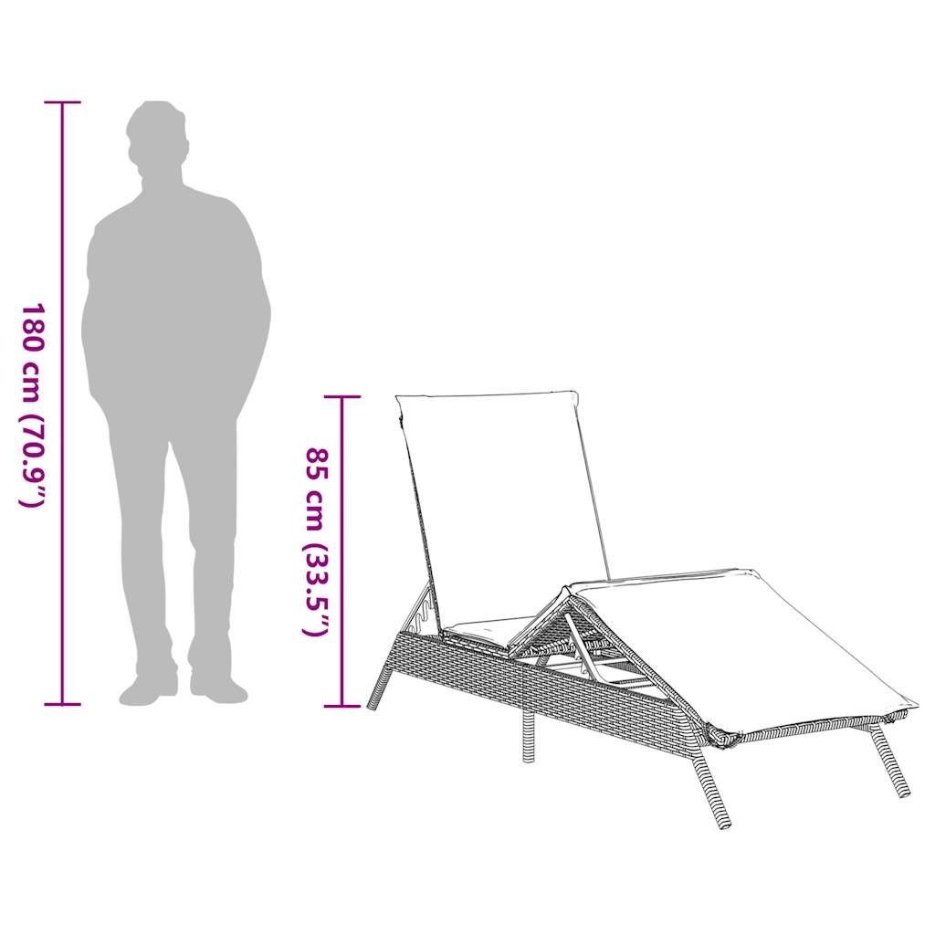 vidaXL Sun Loungers 2 pcs with table poly rattan gray (US only)