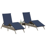 vidaXL Sun Loungers 2 pcs with table poly rattan gray (US only)