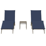 vidaXL Sun Loungers 2 pcs with table poly rattan gray (US only)