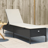 vidaXL Sun Lounger with Cushion Poly Rattan Black