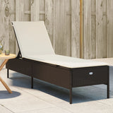 vidaXL Sun Lounger with Cushion Poly Rattan Black