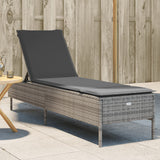 vidaXL Sun Lounger with Cushion Poly Rattan Black