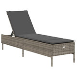 vidaXL Sun Lounger with Cushion Poly Rattan Black