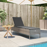vidaXL Sun Lounger with Cushion Poly Rattan Black
