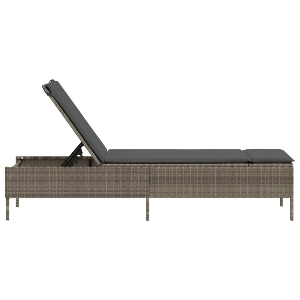 vidaXL Sun Lounger with Cushion Poly Rattan Black