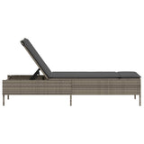 vidaXL Sun Lounger with Cushion Poly Rattan Black