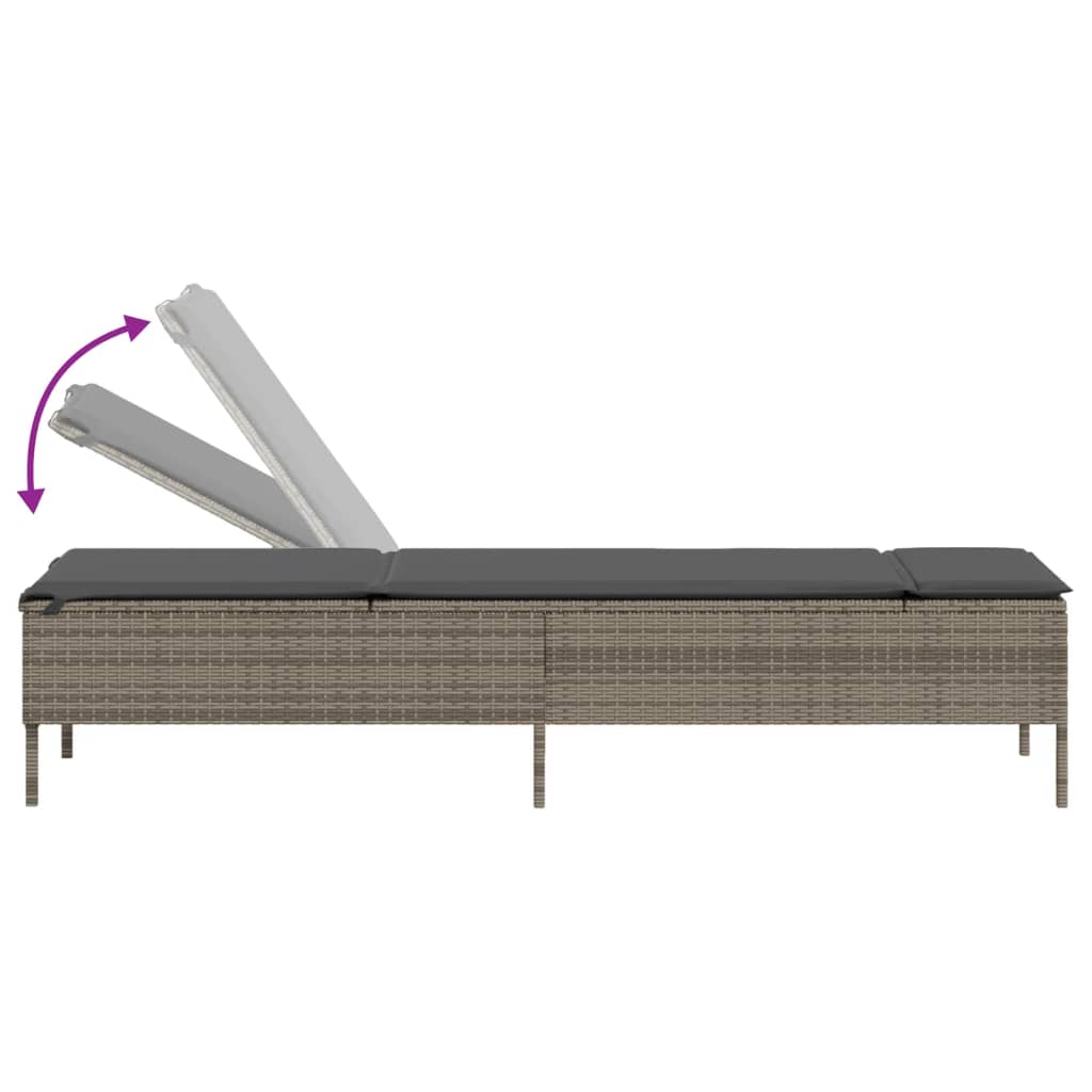 vidaXL Sun Lounger with Cushion Poly Rattan Black