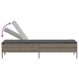 vidaXL Sun Lounger with Cushion Poly Rattan Black