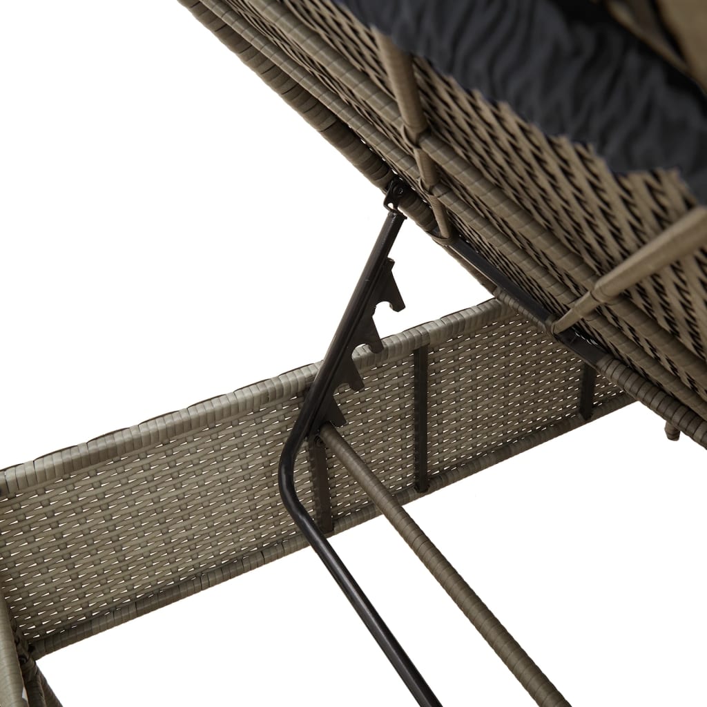 vidaXL Sun Lounger with Cushion Poly Rattan Black