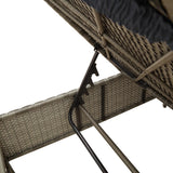 vidaXL Sun Lounger with Cushion Poly Rattan Black