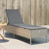 vidaXL Sun Lounger with Cushion Poly Rattan Black