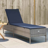 vidaXL Sun Lounger with Cushion Grey Poly Rattan