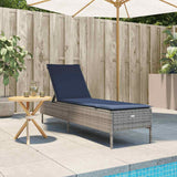 vidaXL Sun Lounger with Cushion Grey Poly Rattan