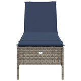 vidaXL Sun Lounger with Cushion Grey Poly Rattan