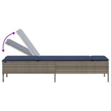 vidaXL Sun Lounger with Cushion Grey Poly Rattan