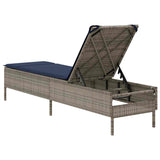 vidaXL Sun Lounger with Cushion Grey Poly Rattan