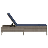 vidaXL Sun Lounger with Cushion Grey Poly Rattan