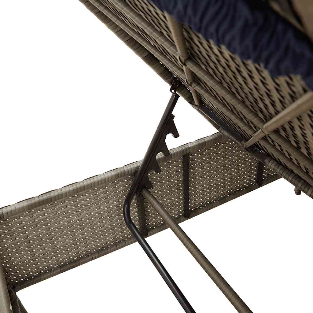 vidaXL Sun Lounger with Cushion Grey Poly Rattan