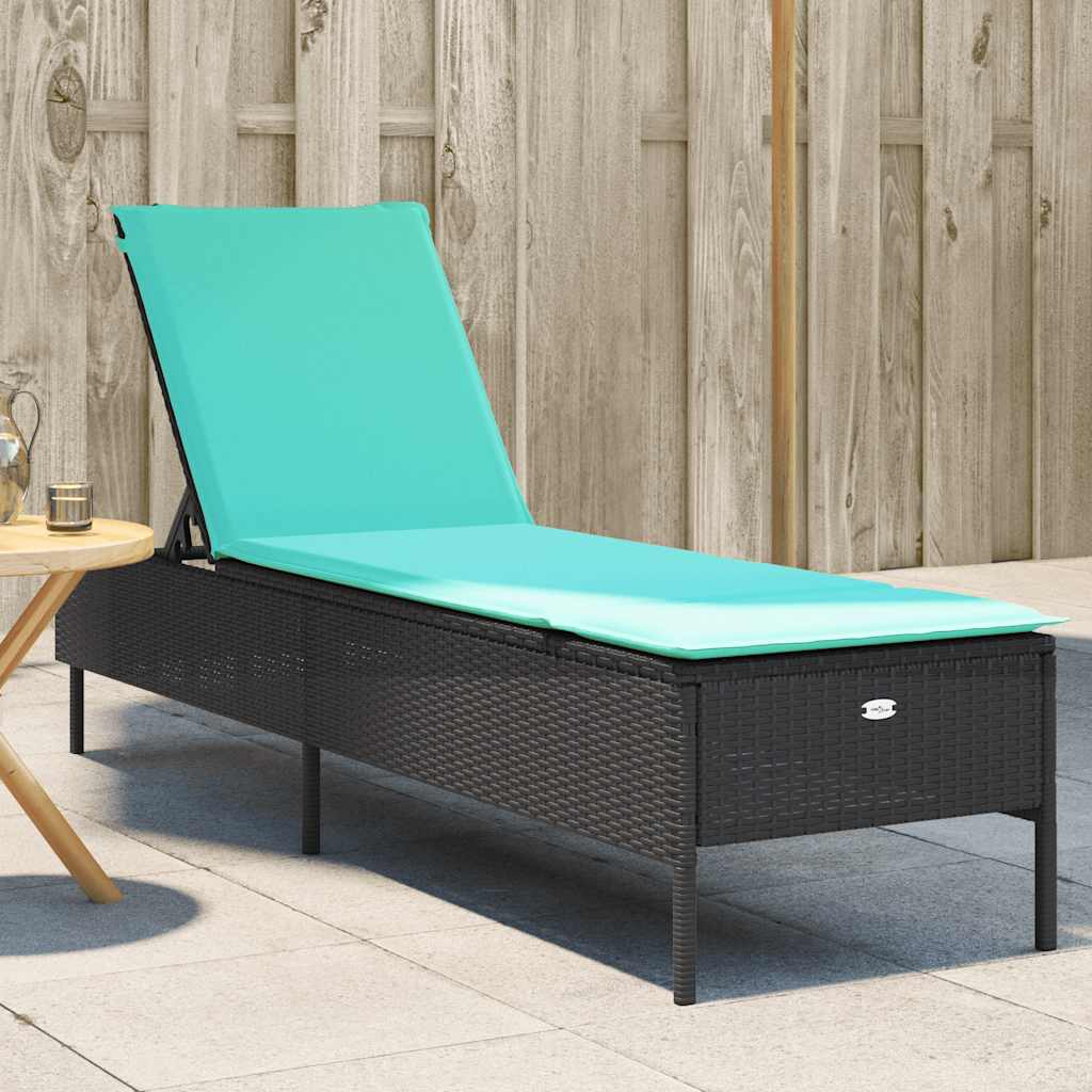 vidaXL Sun Lounger with Cushion Grey Poly Rattan