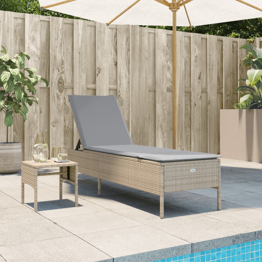 vidaXL Sun Lounger with Cushion Poly Rattan Black