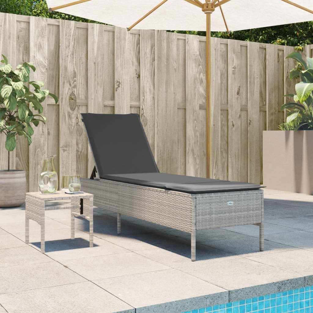 vidaXL Sun Lounger with Cushion Poly Rattan Black