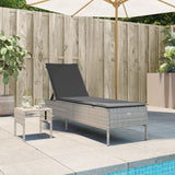 vidaXL Sun Lounger with Cushion Poly Rattan Black