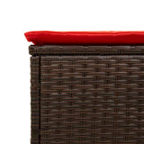 vidaXL Ligstoel met tafel en kussen, grijs polyrotan