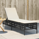 vidaXL Sun Lounger with Cushion Poly Rattan Black