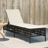 vidaXL Sun Lounger with Cushion Poly Rattan Black