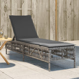 vidaXL Sun Lounger with Cushion Poly Rattan Black