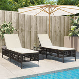 vidaXL Sun Lounger with Cushion Poly Rattan Black
