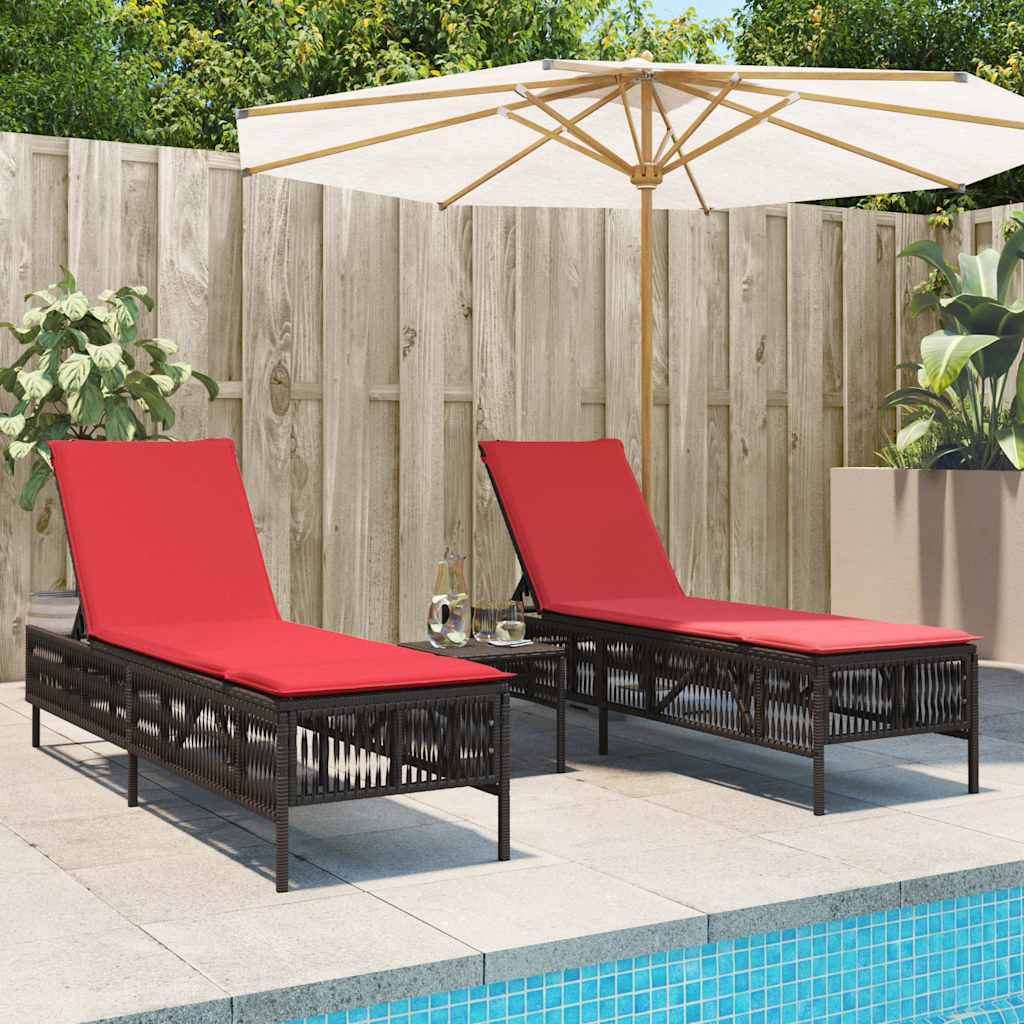 vidaXL Ligstoelen 2 stuks met tafel Grijs Poly Rotan