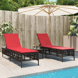 vidaXL Ligstoelen 2 stuks met tafel Grijs Poly Rotan
